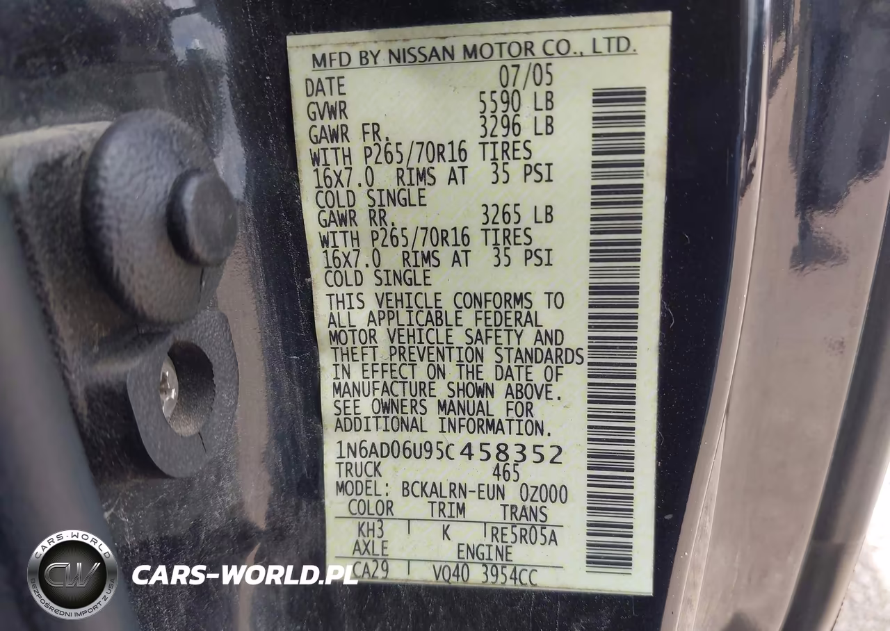 2005 Nissan Frontier 2Wd Se VIN:1N6AD06U95C458352 - 9
