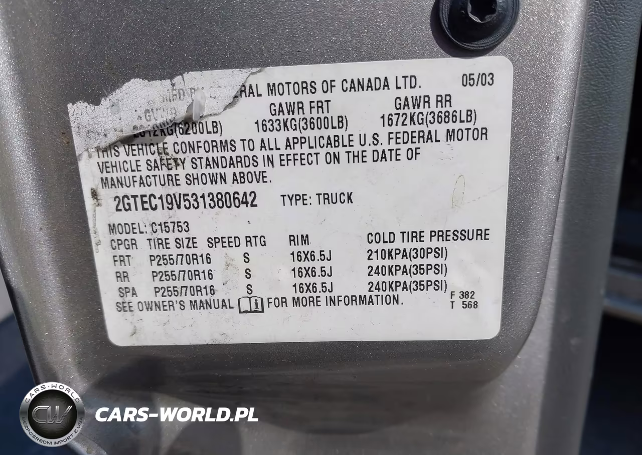 2003 GMC Sierra 1500 Sle VIN:2GTEC19V531380642 - 9