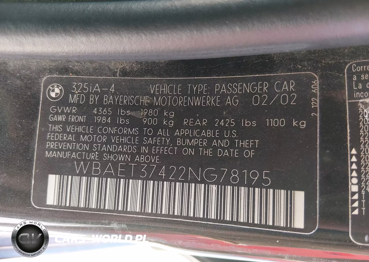 2002 BMW 325I VIN:WBAET37422NG78195 - 9