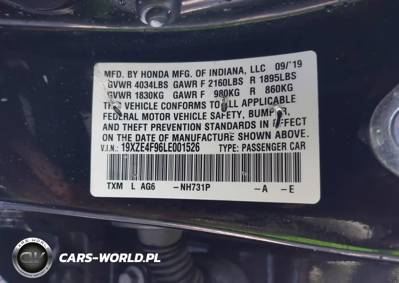 2020 Honda Insight Touring VIN:19XZE4F96LE001526 - 9