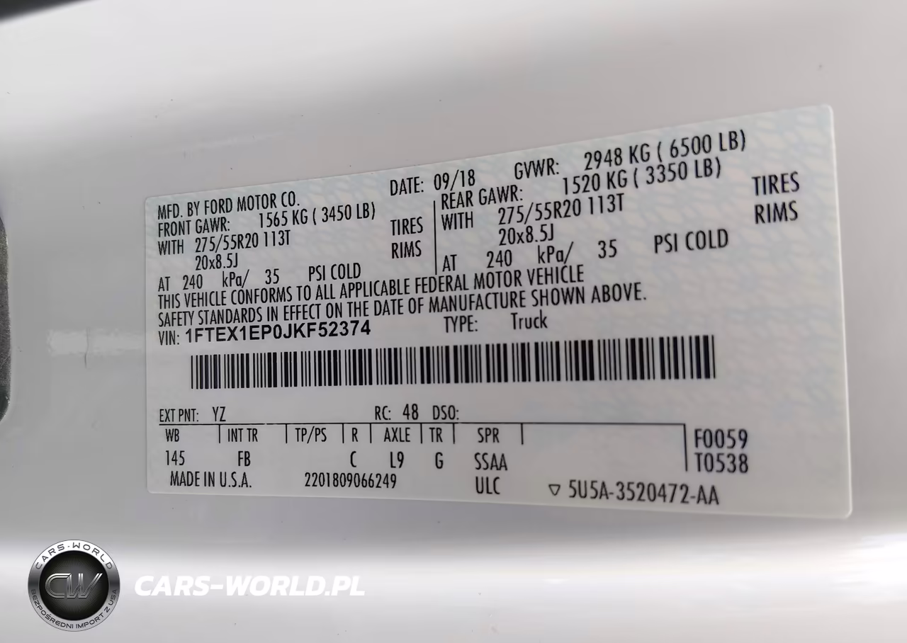 2018 Ford F-150 Xlt VIN:1FTEX1EP0JKF52374 - 9