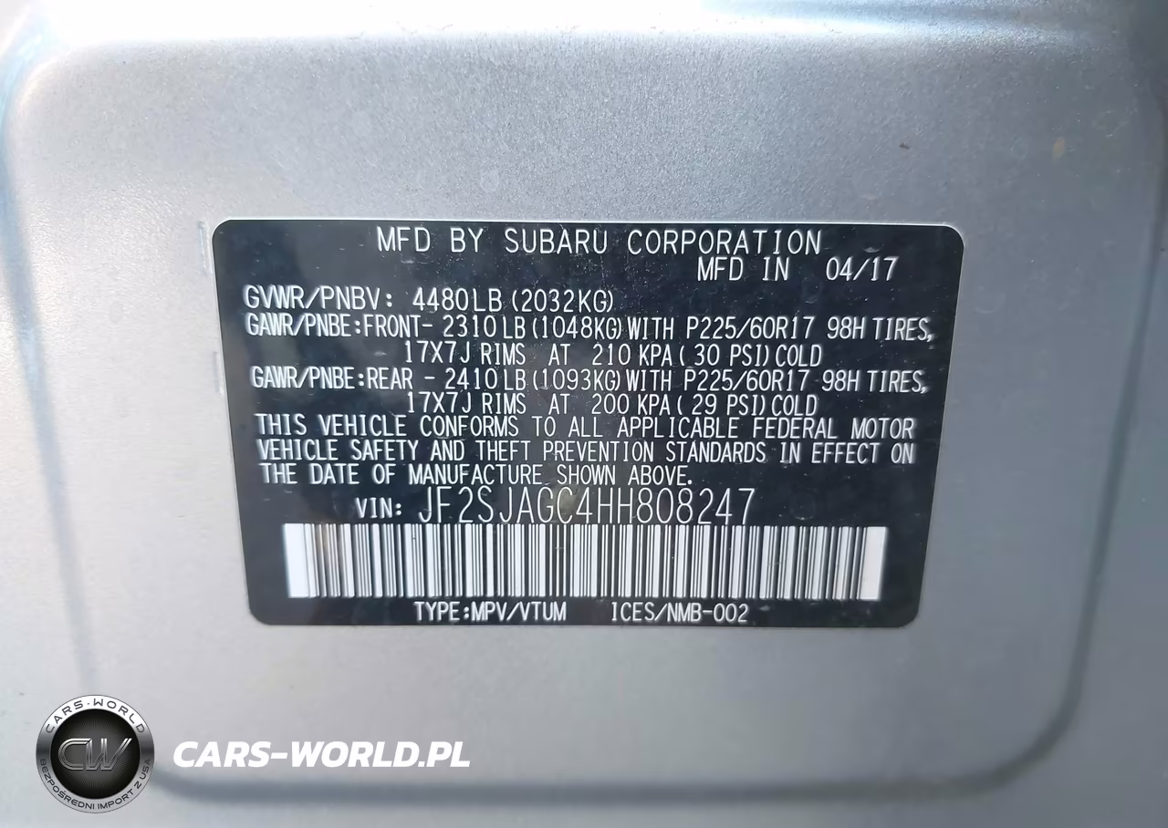 2017 Subaru Forester 2.5I Premium VIN:JF2SJAGC4HH808247 - 9