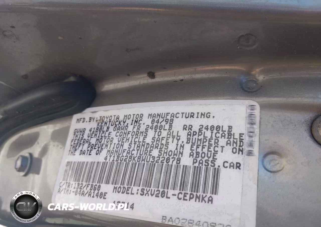 1998 Toyota Camry Le VIN:4T1BG28K8WU322078 - 9