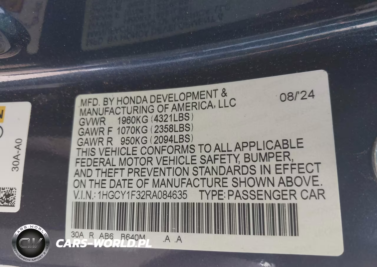 2024 Honda Accord Ex VIN:1HGCY1F32RA084635 - 9