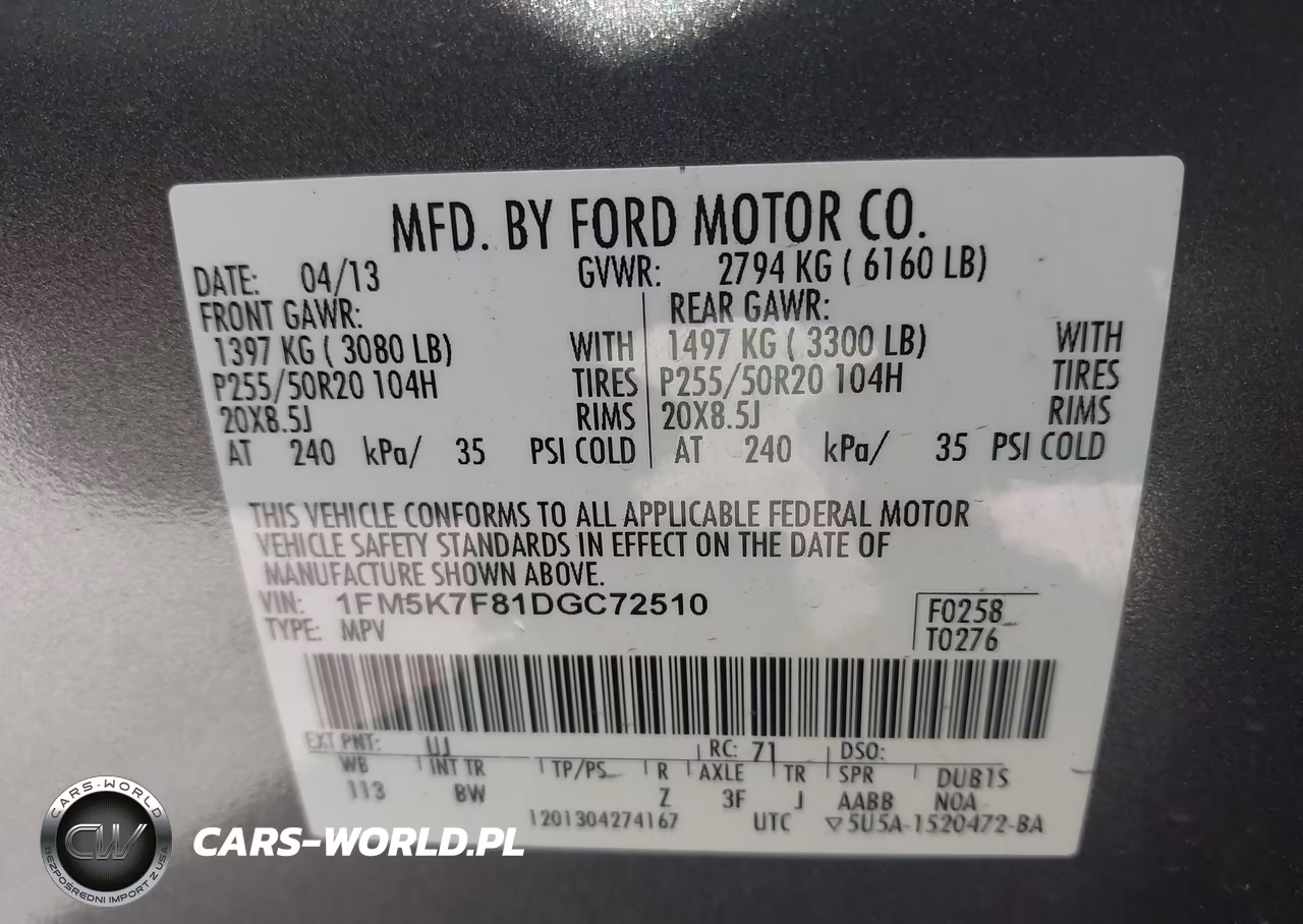 2013 Ford Explorer Limited VIN:1FM5K7F81DGC72510 - 9