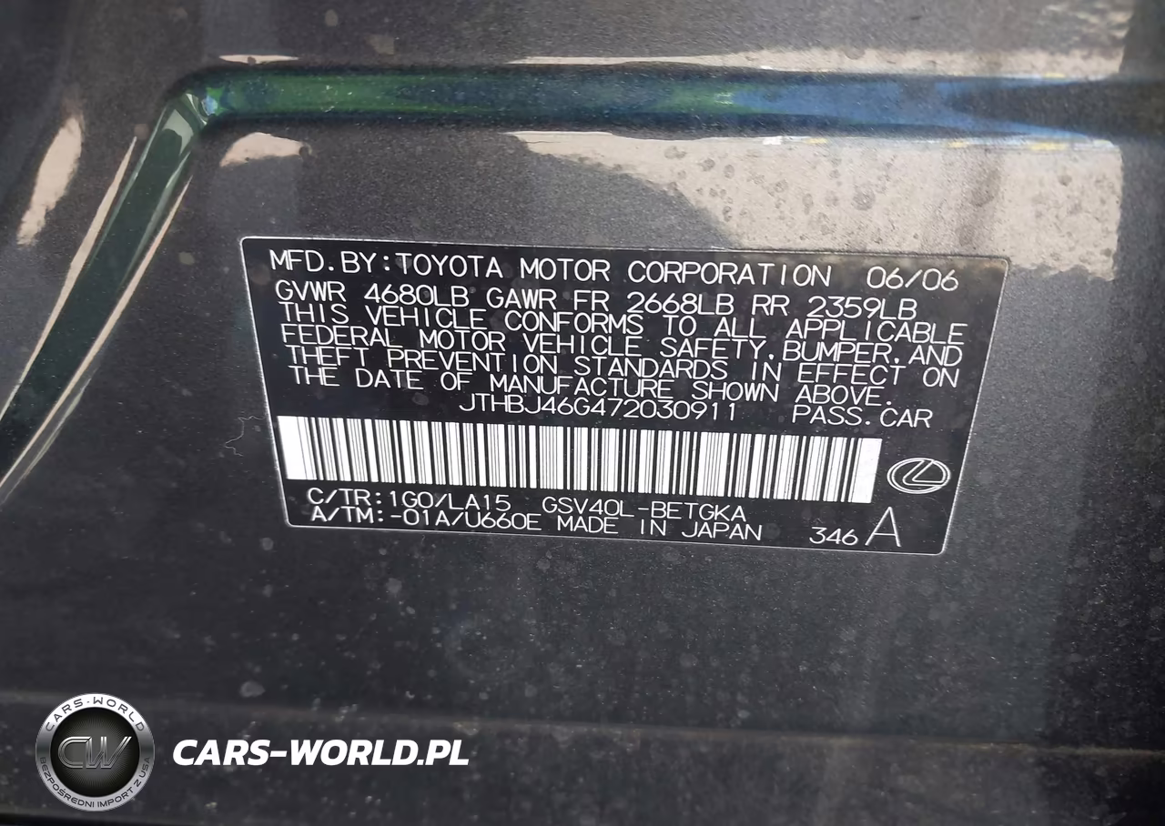 2007 Lexus Es 350 VIN:JTHBJ46G472030911 - 9
