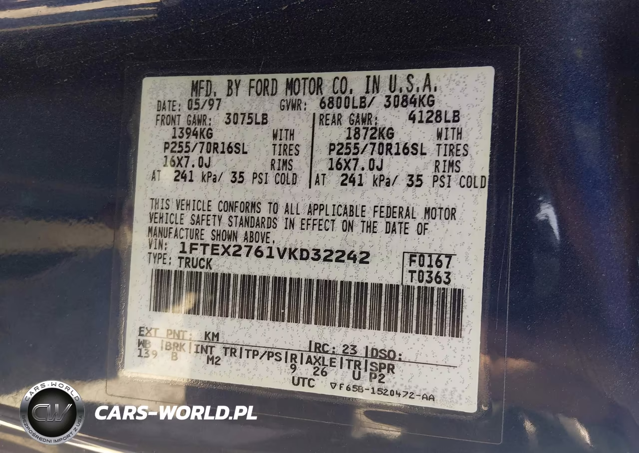 1997 Ford F-250 Standard Lariat-Standard-Xl-Xlt VIN:1FTEX2761VKD32242 - 9