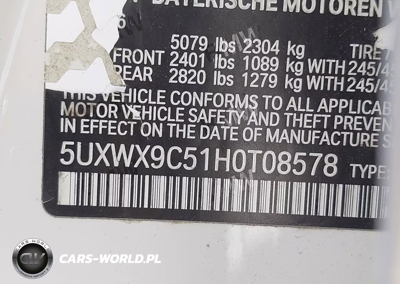 2017 BMW X3 xDrive28I VIN:5UXWX9C51H0T08578 - 9