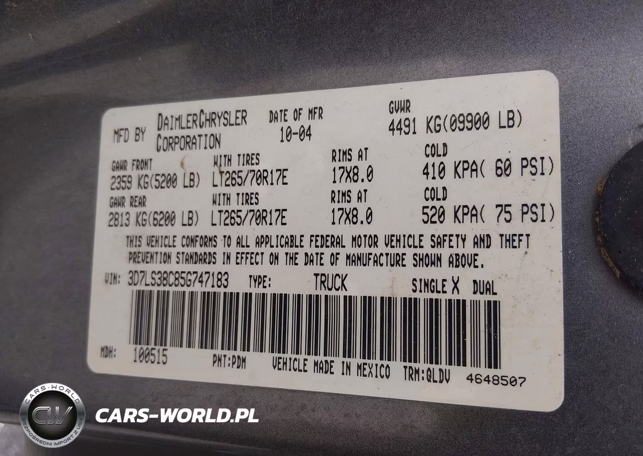 2005 Ram Ram 3500 VIN:3D7LS38C85G747183 - 9