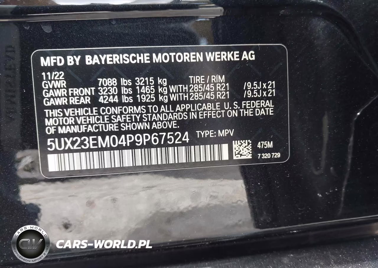 2023 BMW X7 xDrive40I VIN:5UX23EM04P9P67524 - 9
