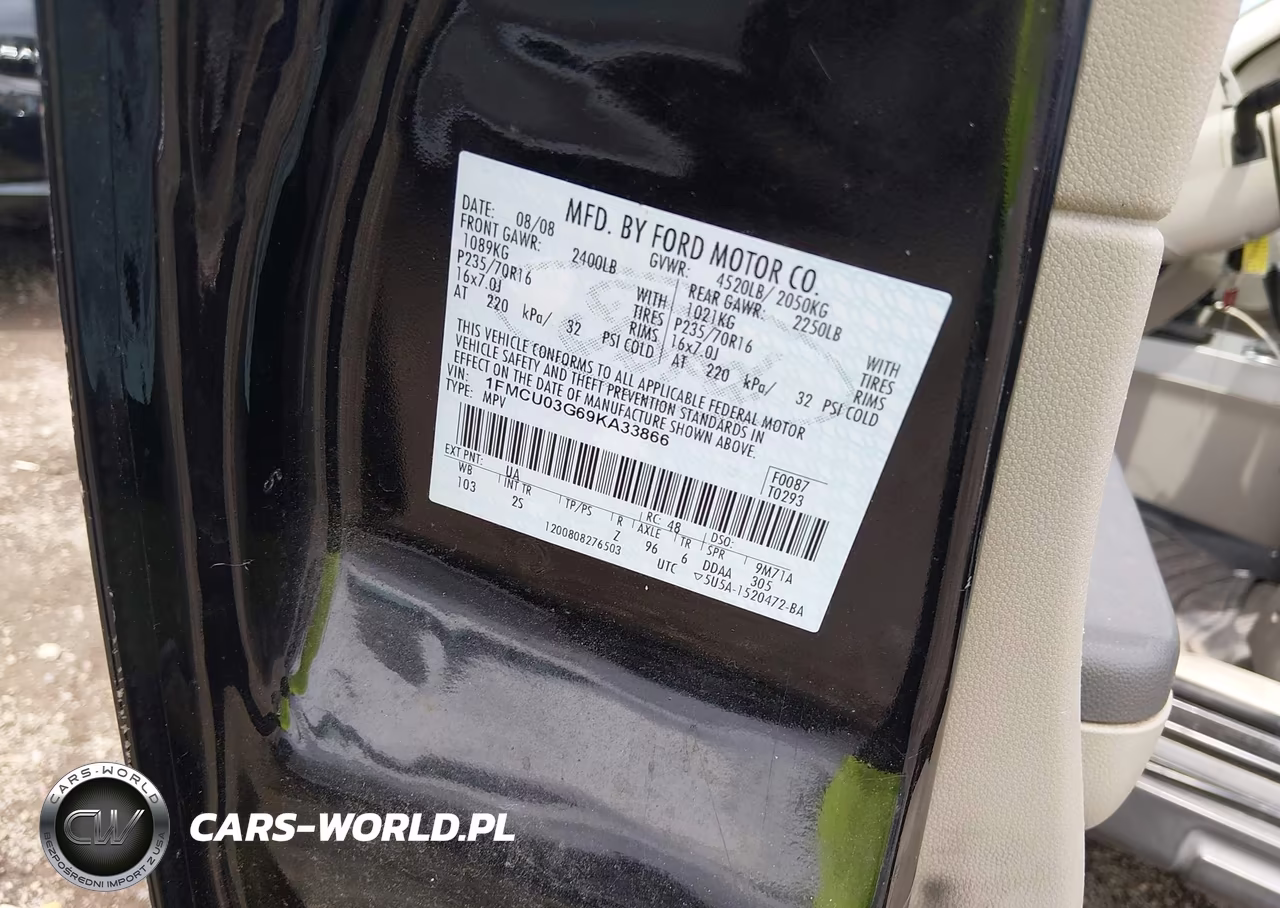 2009 Ford Escape Xlt VIN:1FMCU03G69KA33866 - 9