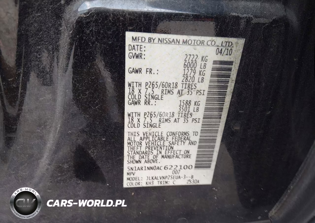 2010 Nissan Pathfinder Le VIN:5N1AR1NN0AC622100 - 9