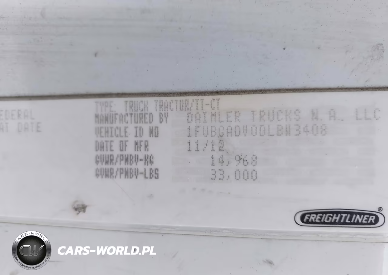 2013 Freightliner Cascadia 113 VIN:1FUBGADV0DLBW3408 - 8