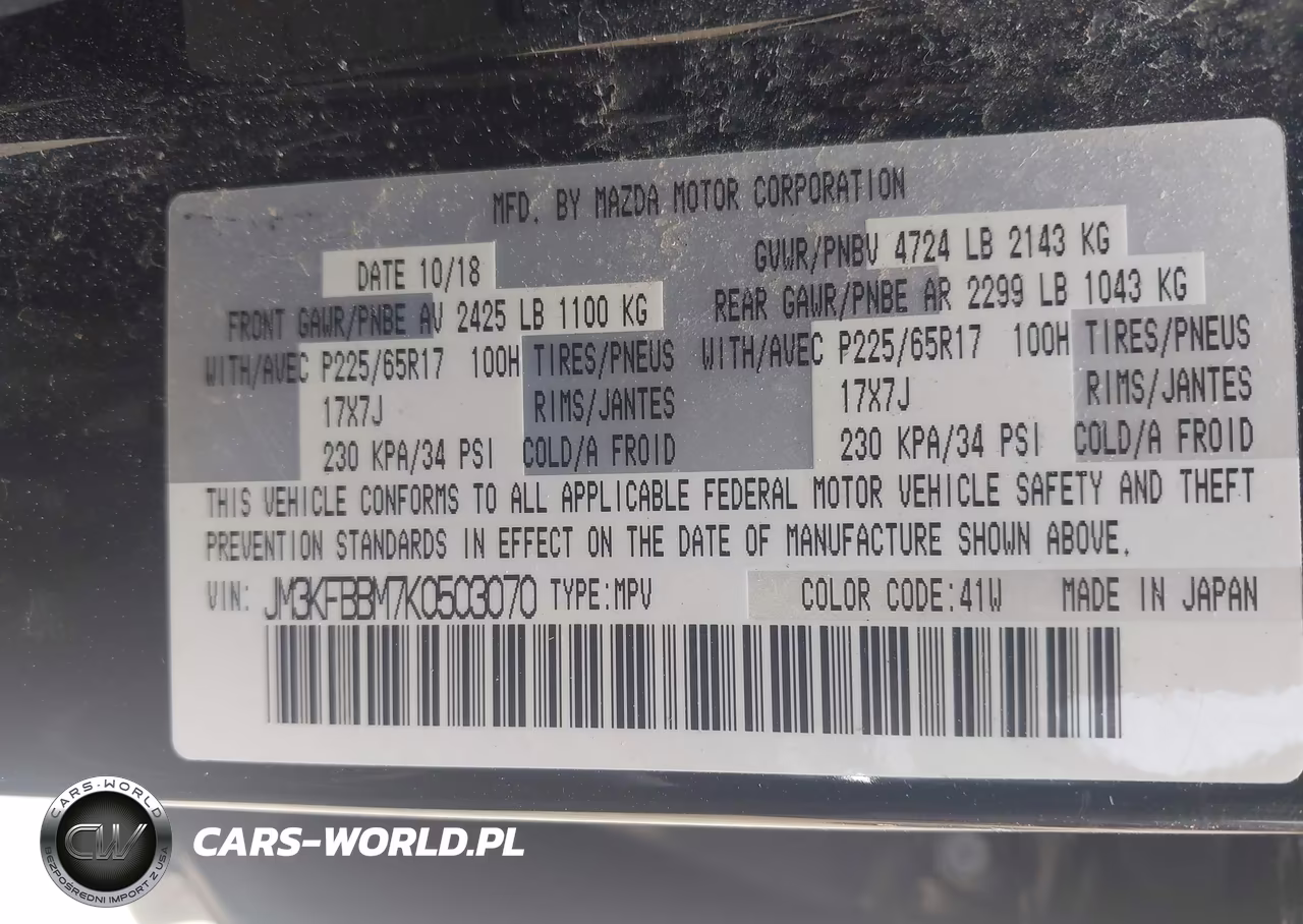 2019 Mazda Cx-5 Sport VIN:JM3KFBBM7K0503070 - 9