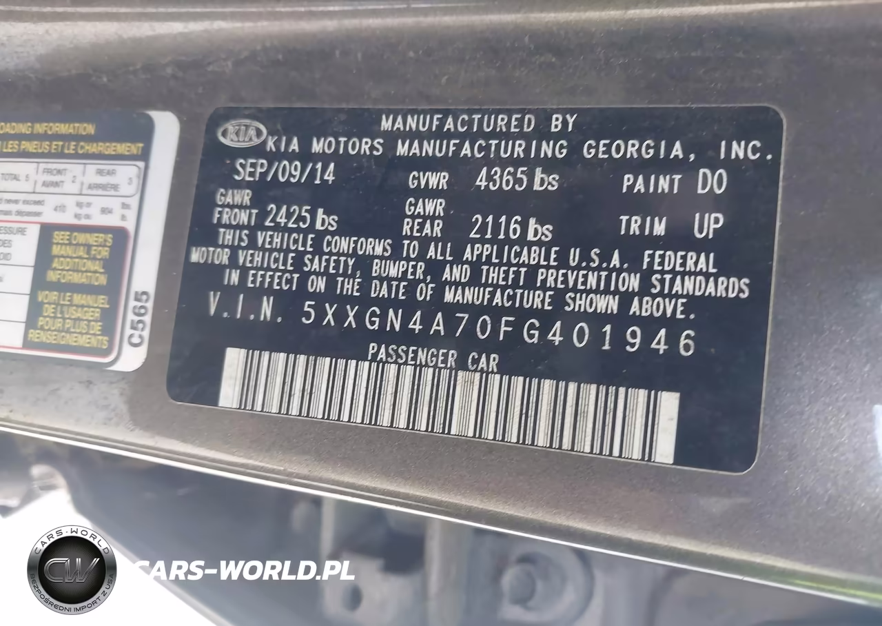 2015 Kia Optima Ex VIN:5XXGN4A70FG401946 - 9