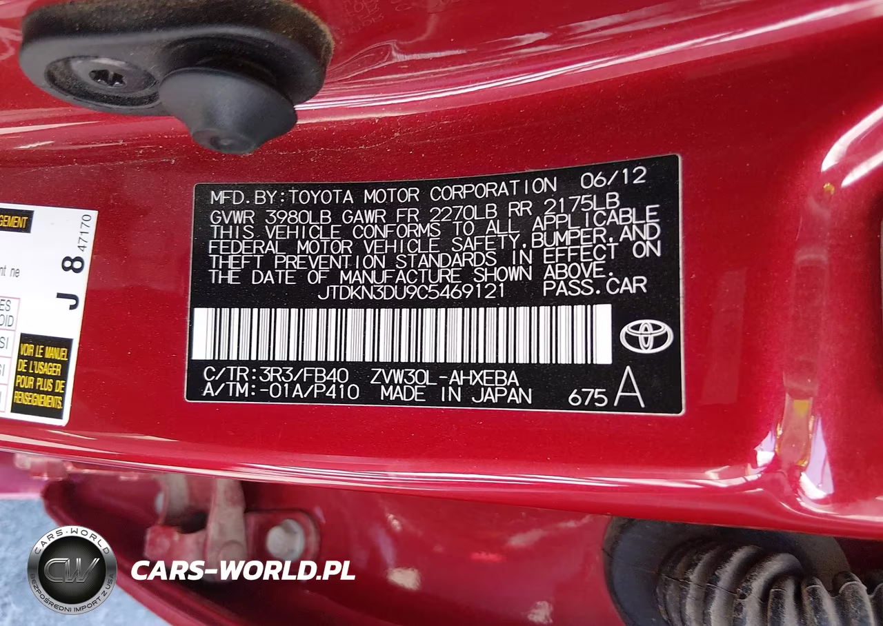 2012 Toyota Prius Two VIN:JTDKN3DU9C5469121 - 9