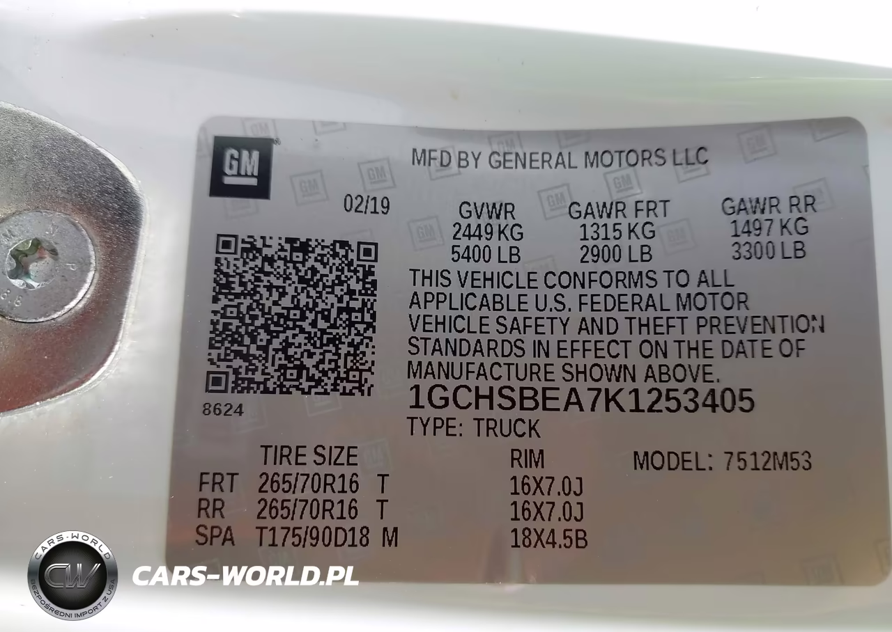 2019 Chevrolet Colorado Wt VIN:1GCHSBEA7K1253405 - 9
