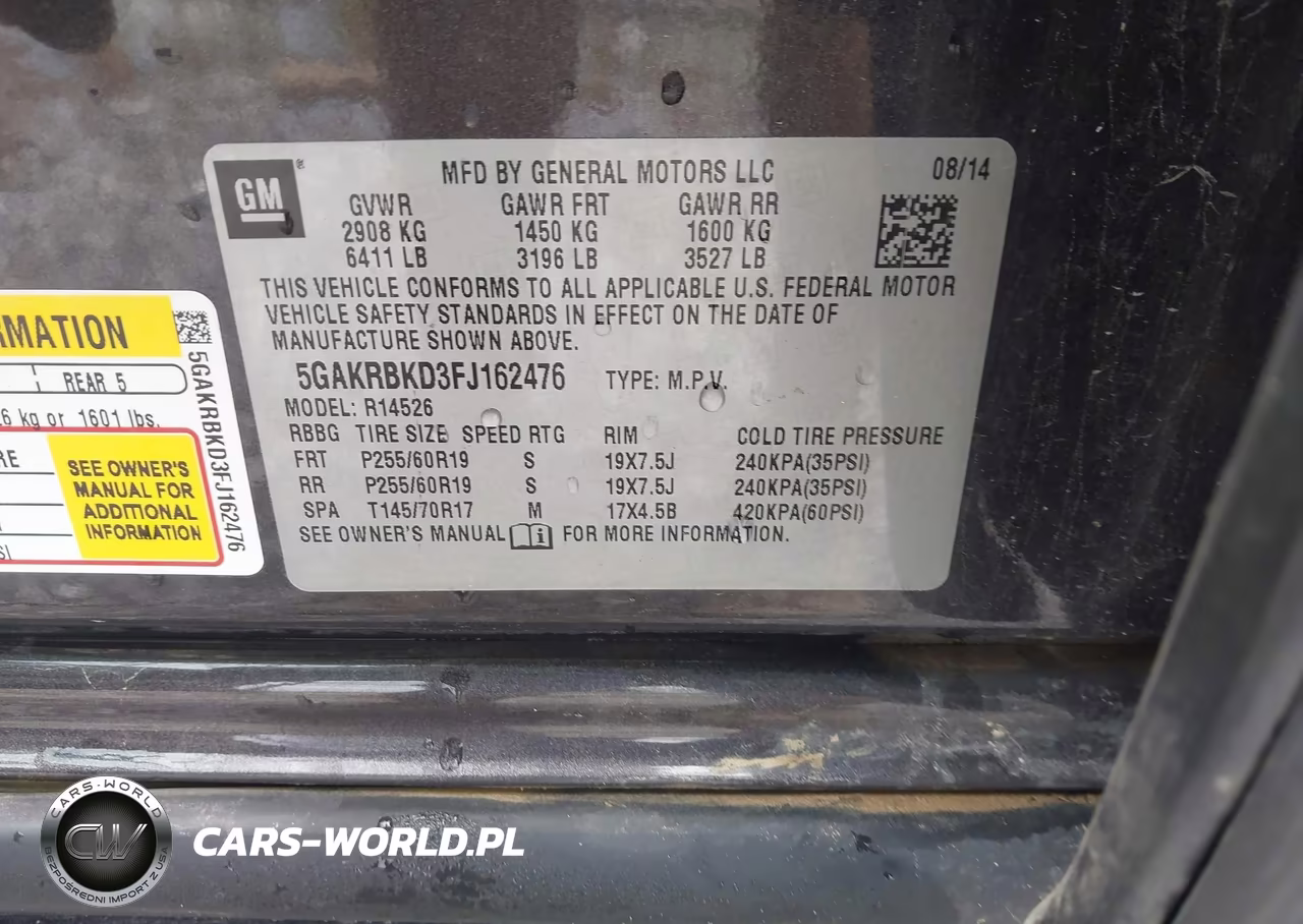 2015 Buick Enclave Leather VIN:5GAKRBKD3FJ162476 - 9
