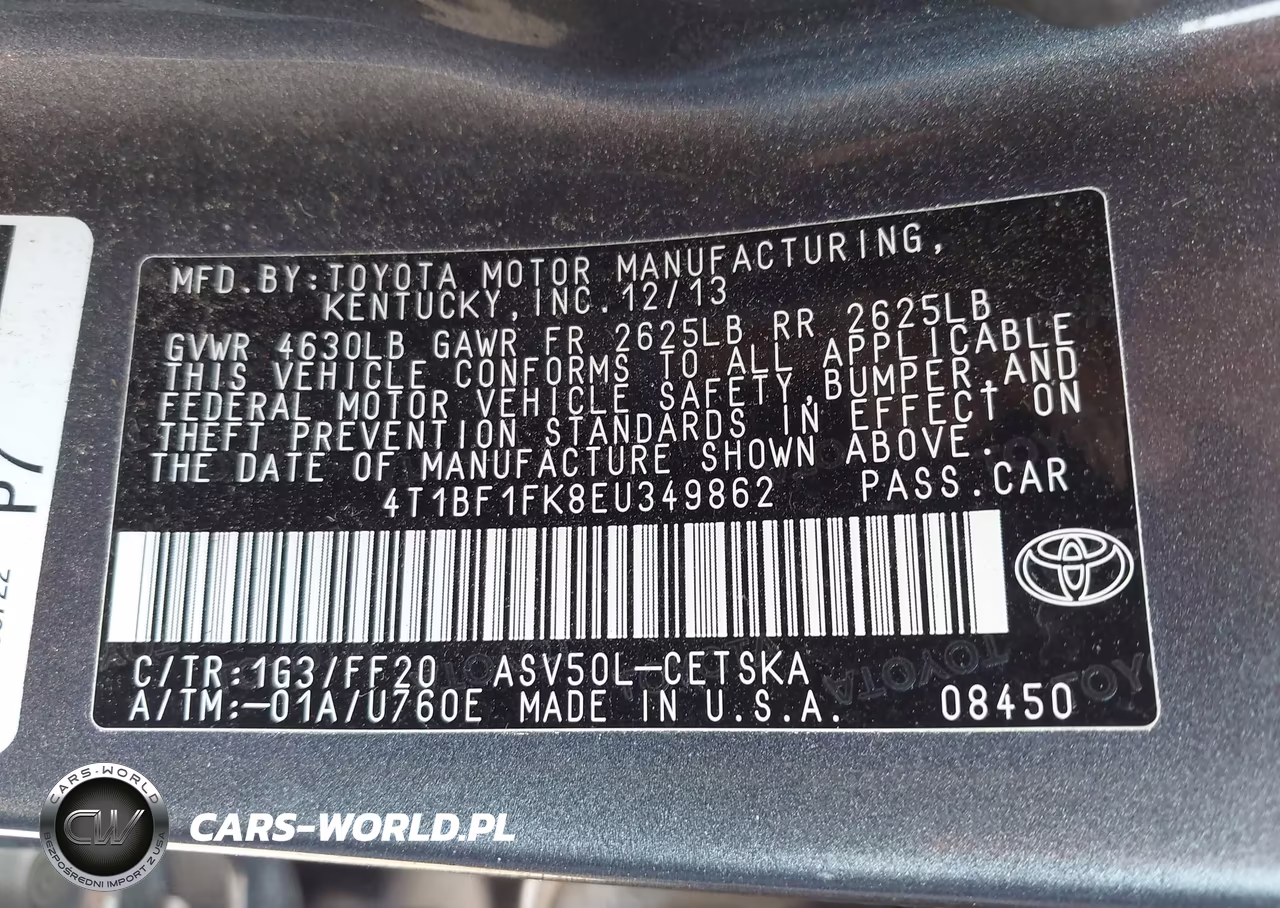 2014 Toyota Camry Se VIN:4T1BF1FK8EU349862 - 9
