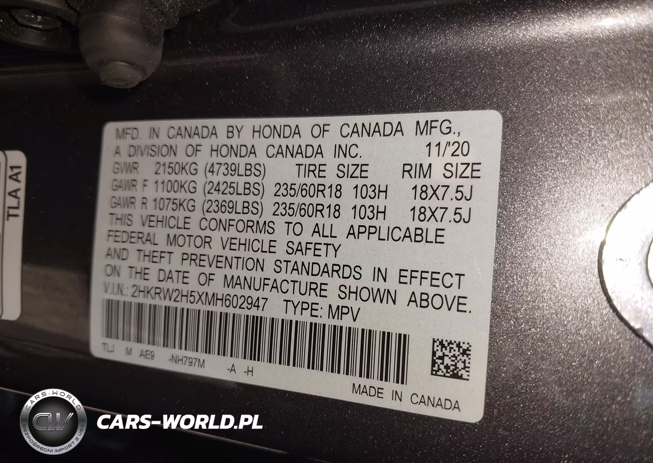 2021 Honda Cr-V Awd Ex VIN:2HKRW2H5XMH602947 - 9