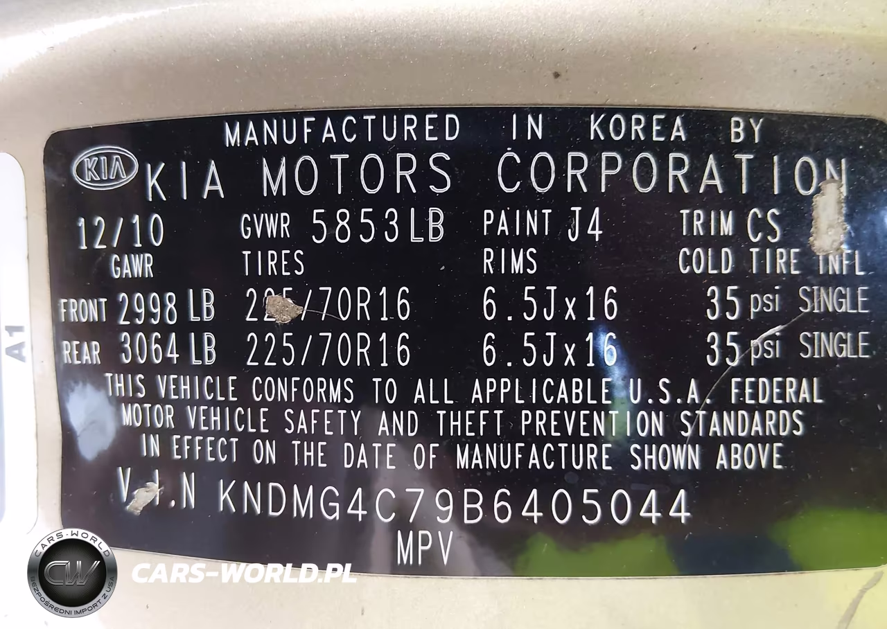 2011 Kia Sedona Lx VIN:KNDMG4C79B6405044 - 9