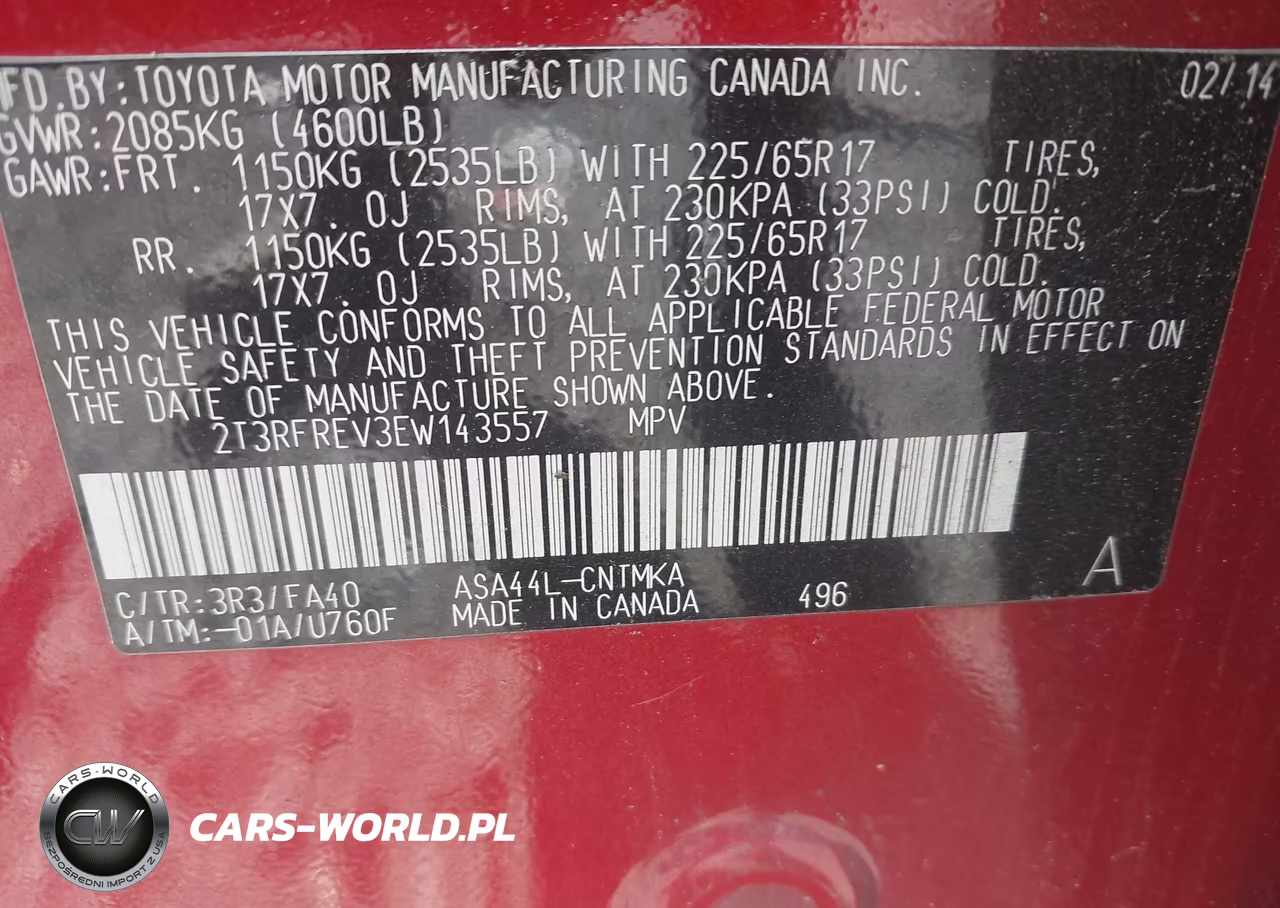 2014 Toyota Rav4 Xle VIN:2T3RFREV3EW143557 - 9