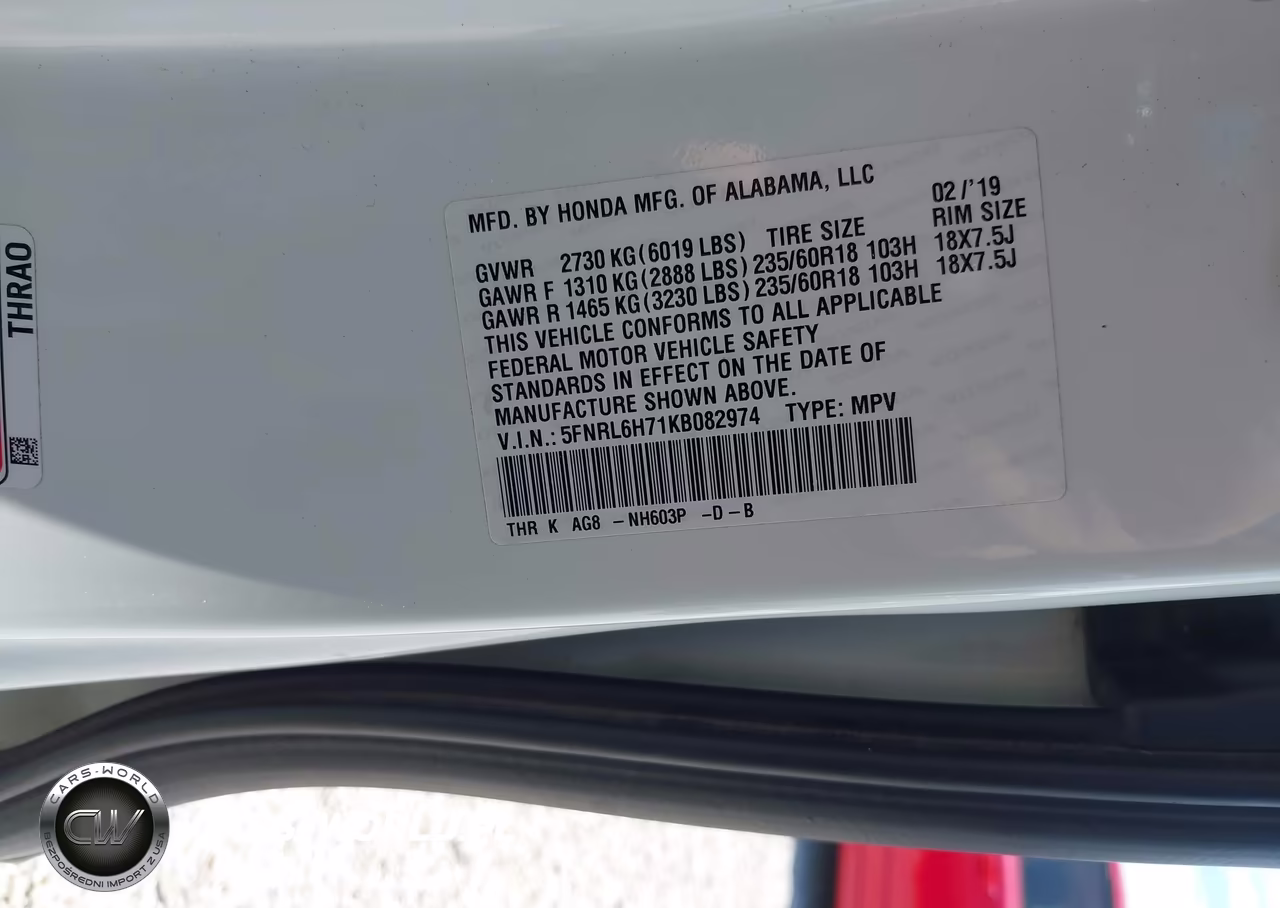 2019 Honda Odyssey Ex-L VIN:5FNRL6H71KB082974 - 9