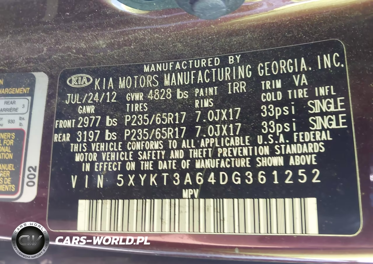 2013 Kia Sorento Lx VIN:5XYKT3A64DG361252 - 9
