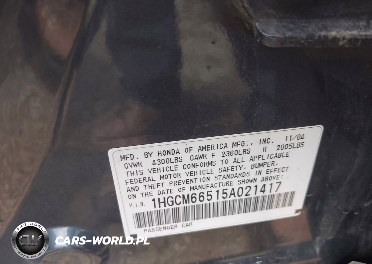2005 Honda Accord 3.0 Ex VIN:1HGCM66515A021417 - 9