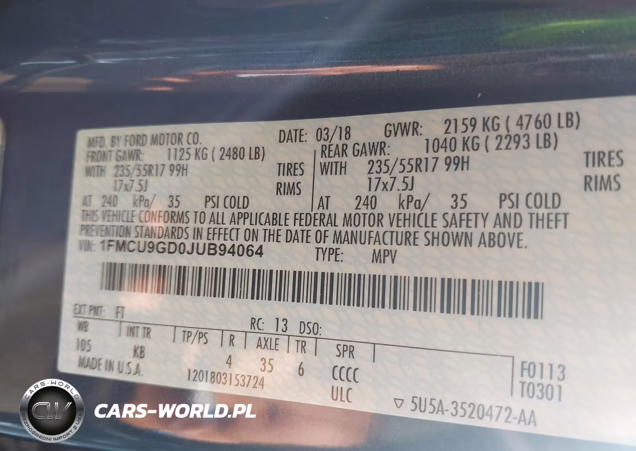 2018 Ford Escape Se VIN:1FMCU9GD0JUB94064 - 9