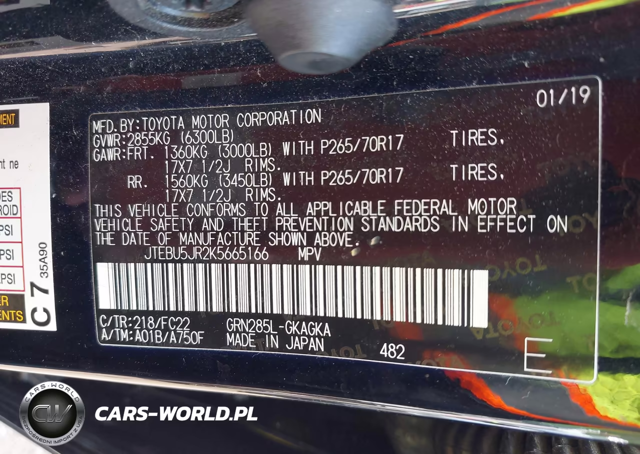 2019 Toyota 4Runner Trd Off Road VIN:JTEBU5JR2K5665166 - 9