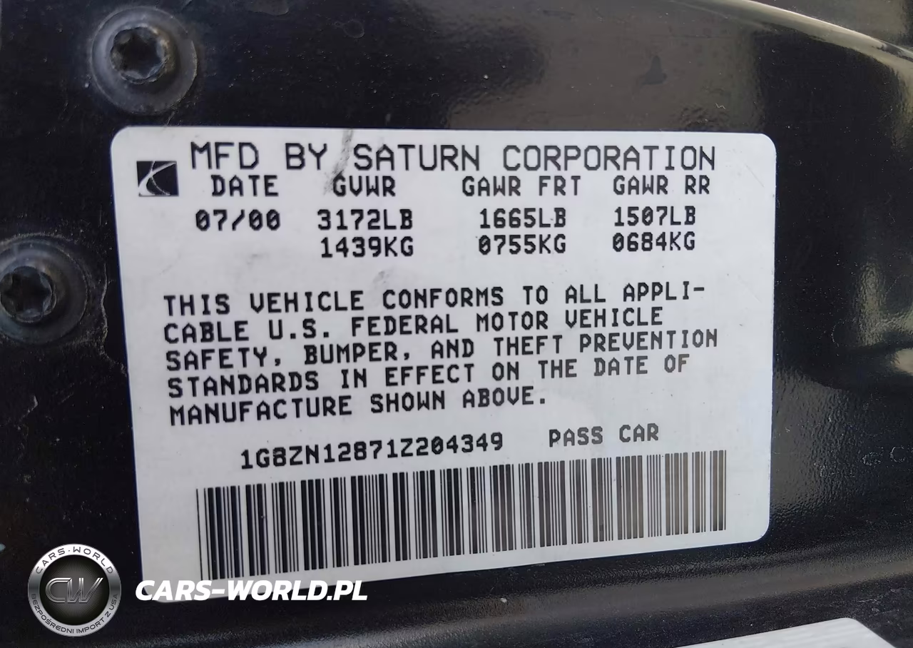 2001 Saturn Sc1 VIN:1G8ZN12871Z204349 - 9