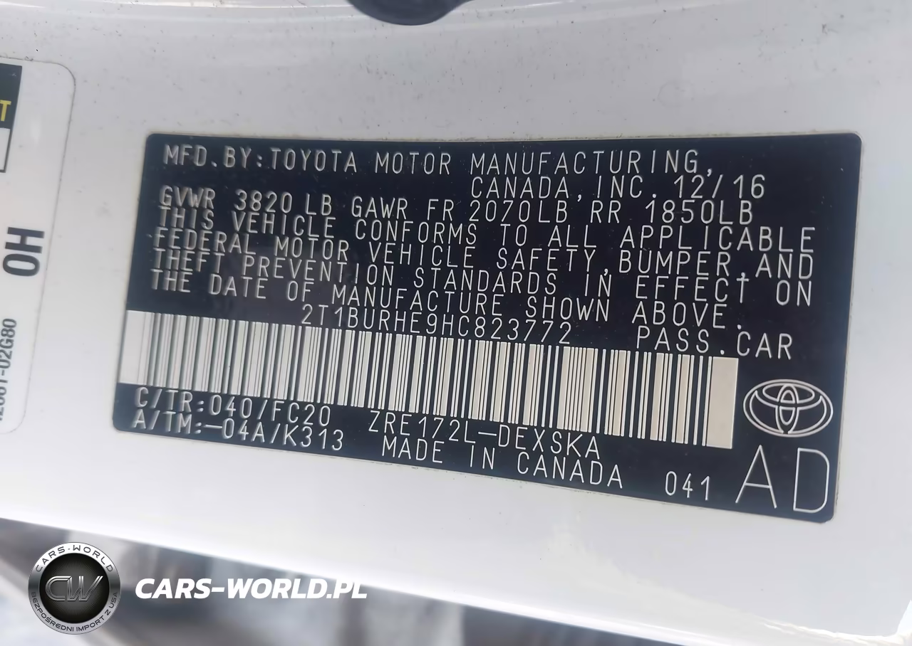 2017 Toyota Corolla Se VIN:2T1BURHE9HC823772 - 9