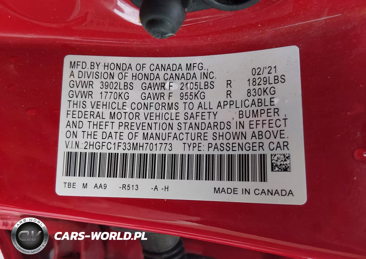 2021 Honda Civic Ex VIN:2HGFC1F33MH701773 - 9