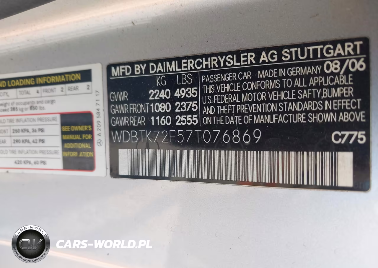 2007 Mercedes-Benz Clk 550 VIN:WDBTK72F57T076869 - 9