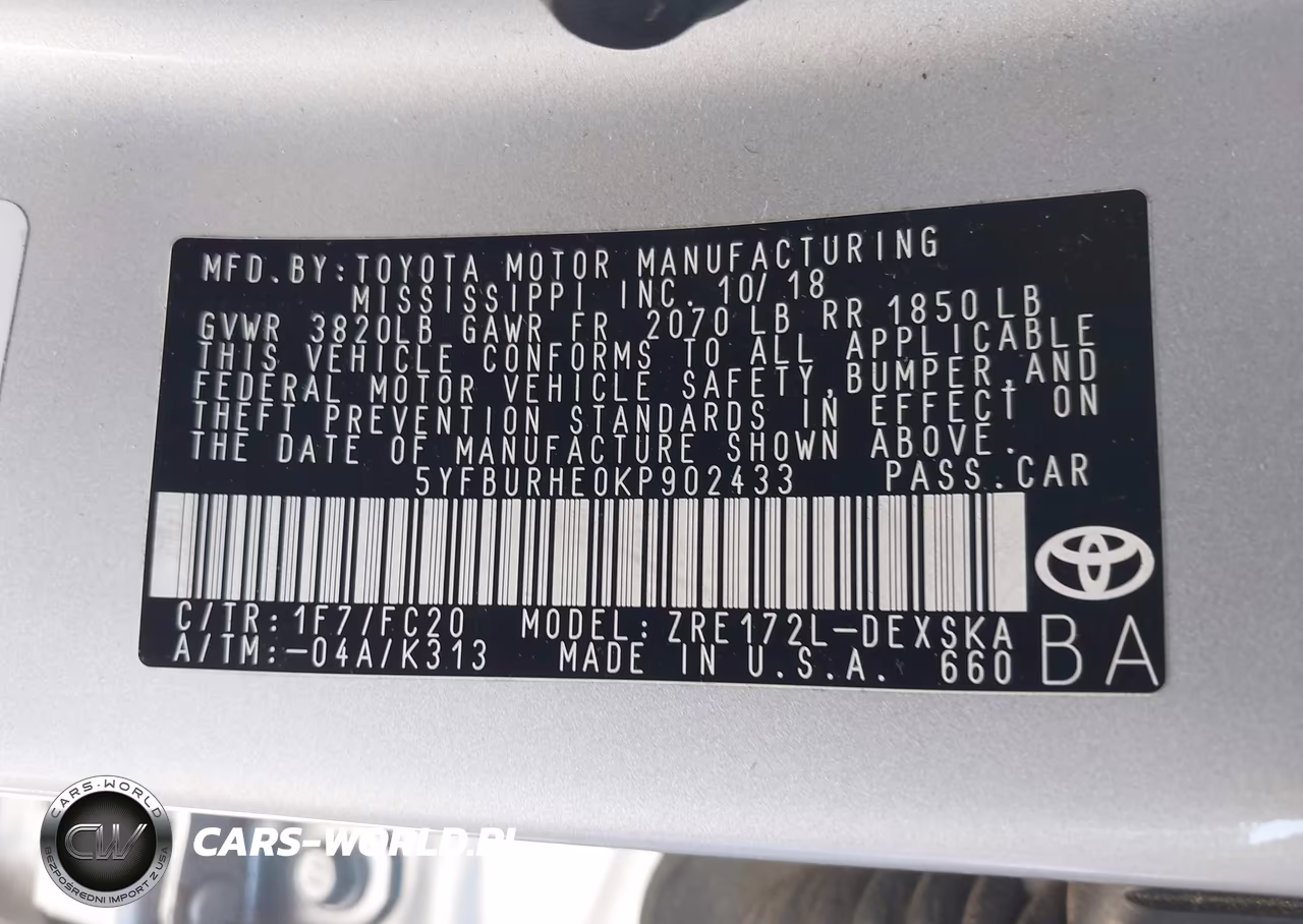 2019 Toyota Corolla Se VIN:5YFBURHE0KP902433 - 9