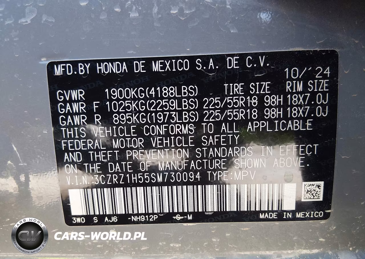2025 Honda Hr-V 2Wd Sport VIN:3CZRZ1H55SM730094 - 9