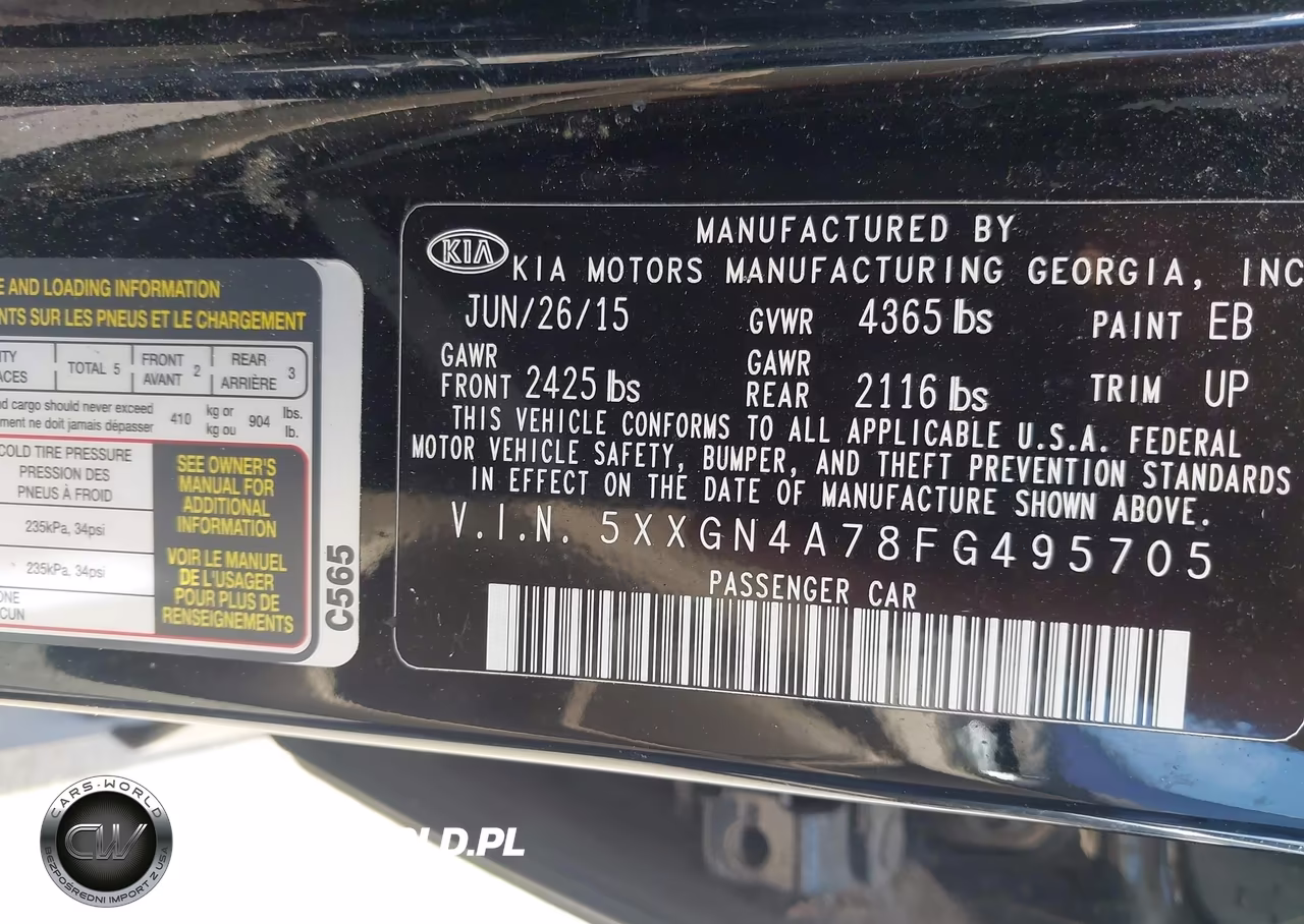 2015 Kia Optima Ex VIN:5XXGN4A78FG495705 - 9
