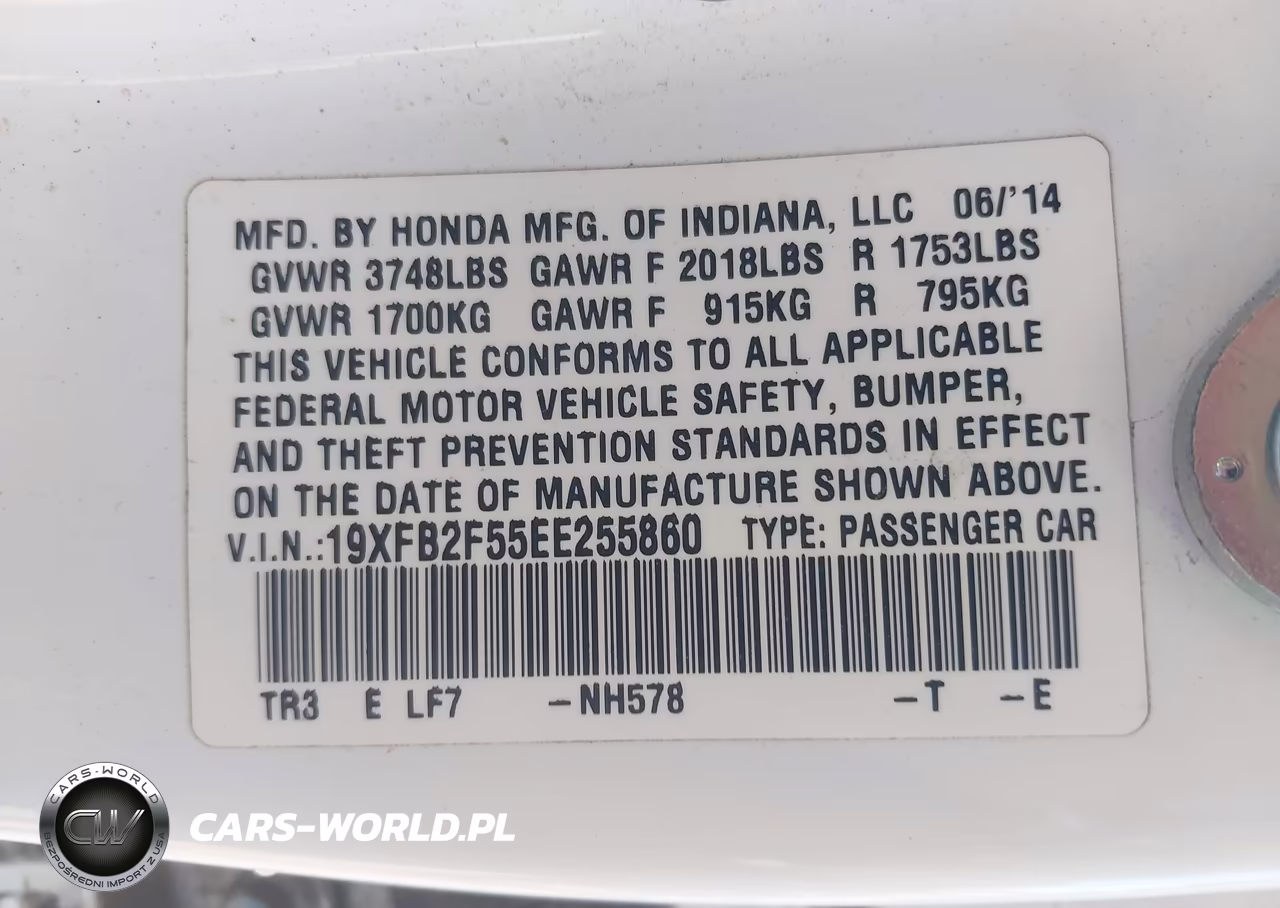 2014 Honda Civic Lx VIN:19XFB2F55EE255860 - 9