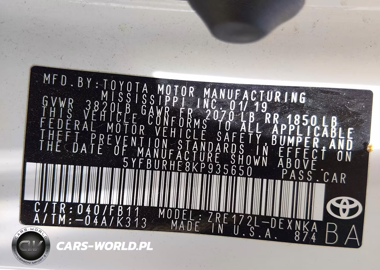 2019 Toyota Corolla Le VIN:5YFBURHE8KP935650 - 9