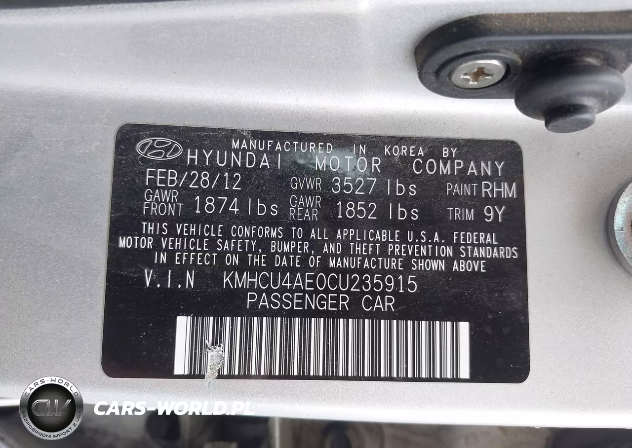 2012 Hyundai Accent Gls VIN:KMHCU4AE0CU235915 - 9