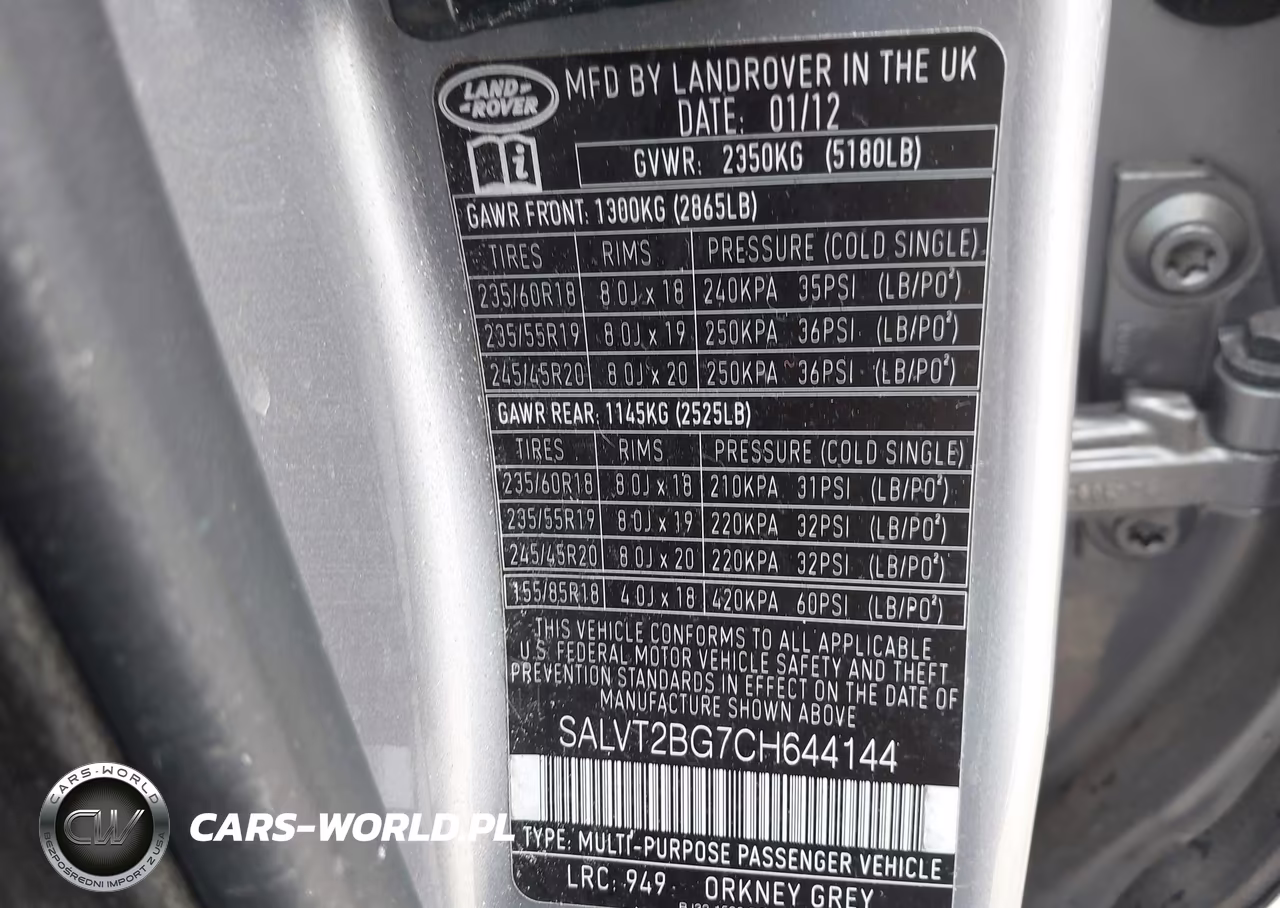2012 Land Rover Range Rover Evoque Pure Plus VIN:SALVT2BG7CH644144 - 9