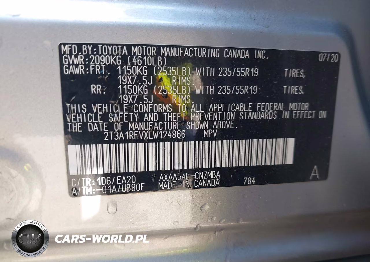 2020 Toyota Rav4 Xle Premium VIN:2T3A1RFVXLW124866 - 9