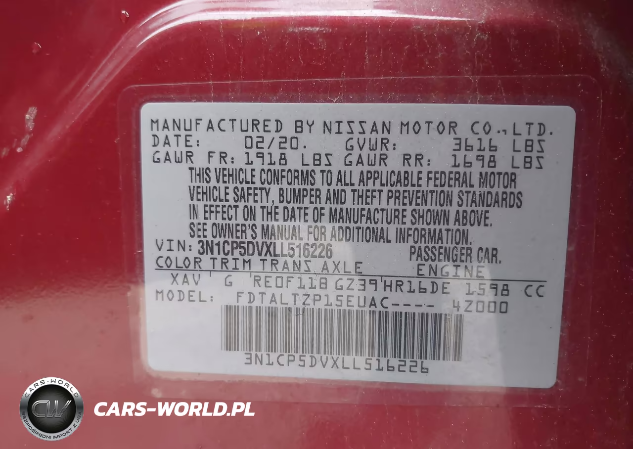 2020 Nissan Kicks Sr Xtronic Cvt VIN:3N1CP5DVXLL516226 - 9