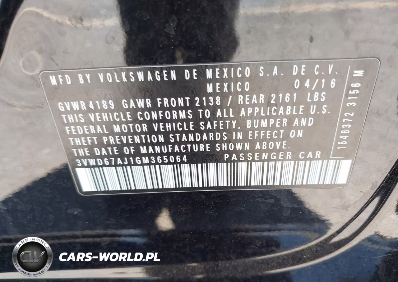 2016 Volkswagen Jetta 1.4T Se VIN:3VWD67AJ1GM365064 - 9