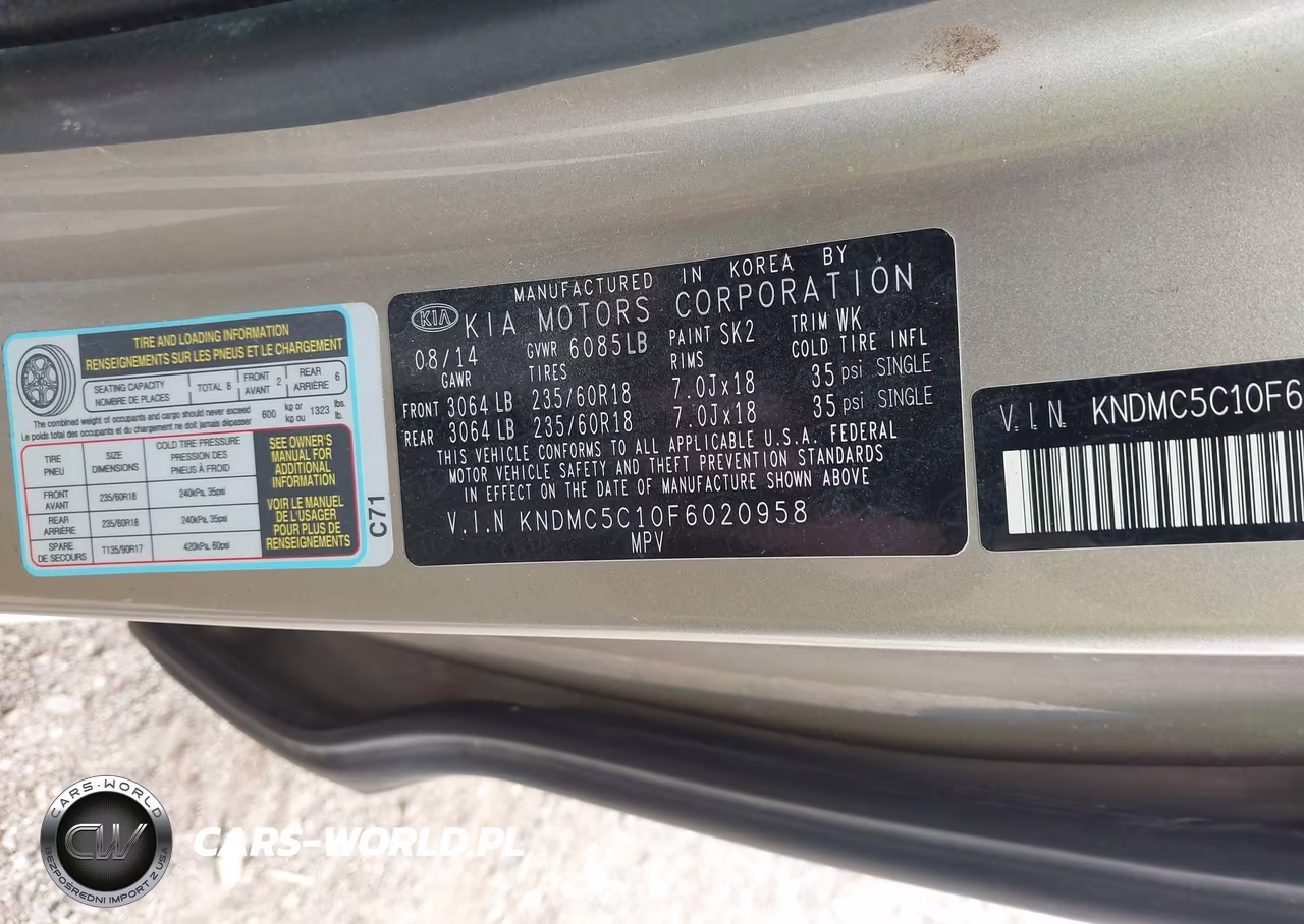 2015 Kia Sedona Ex VIN:KNDMC5C10F6020958 - 9