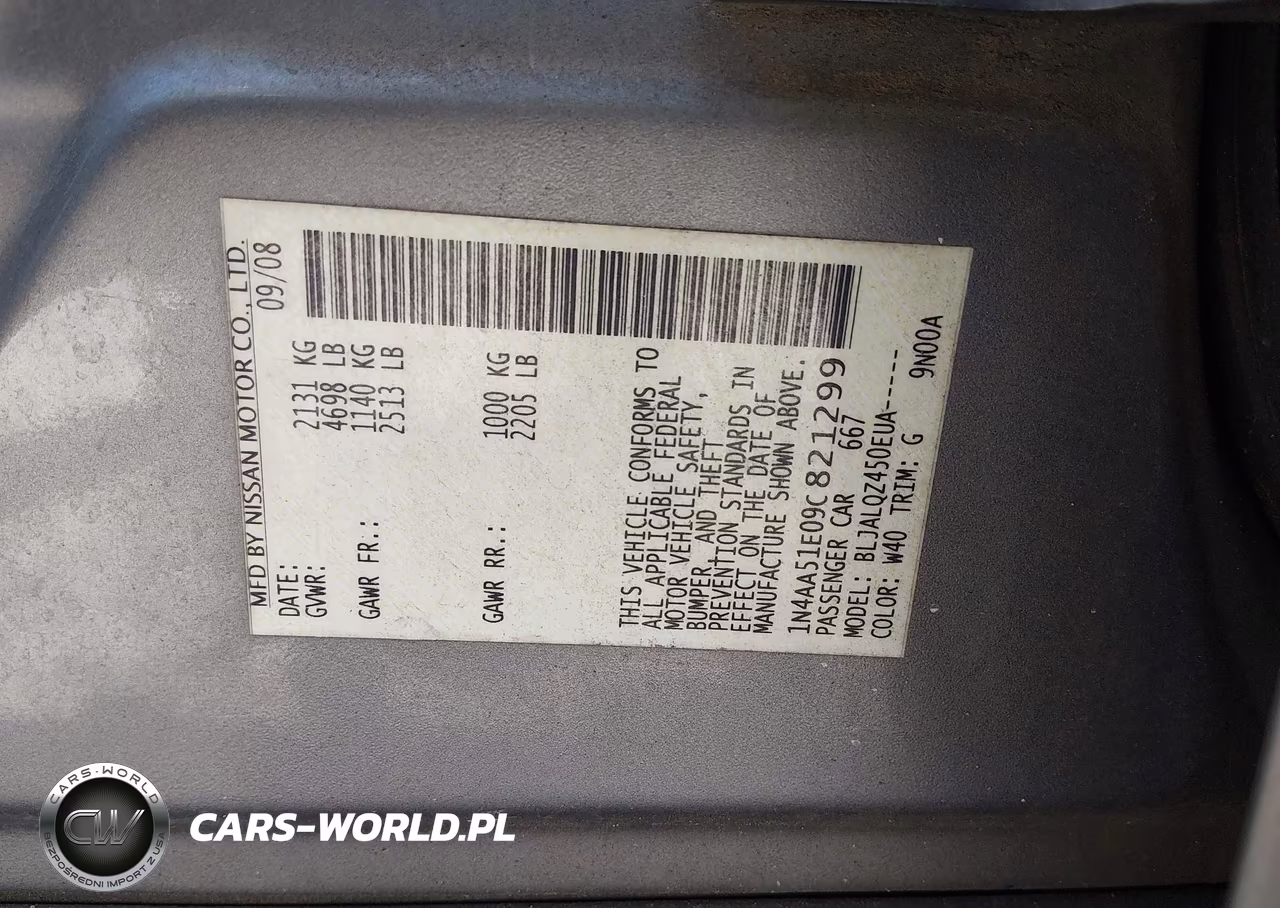 2009 Nissan Maxima 3.5 S VIN:1N4AA51E09C821299 - 9