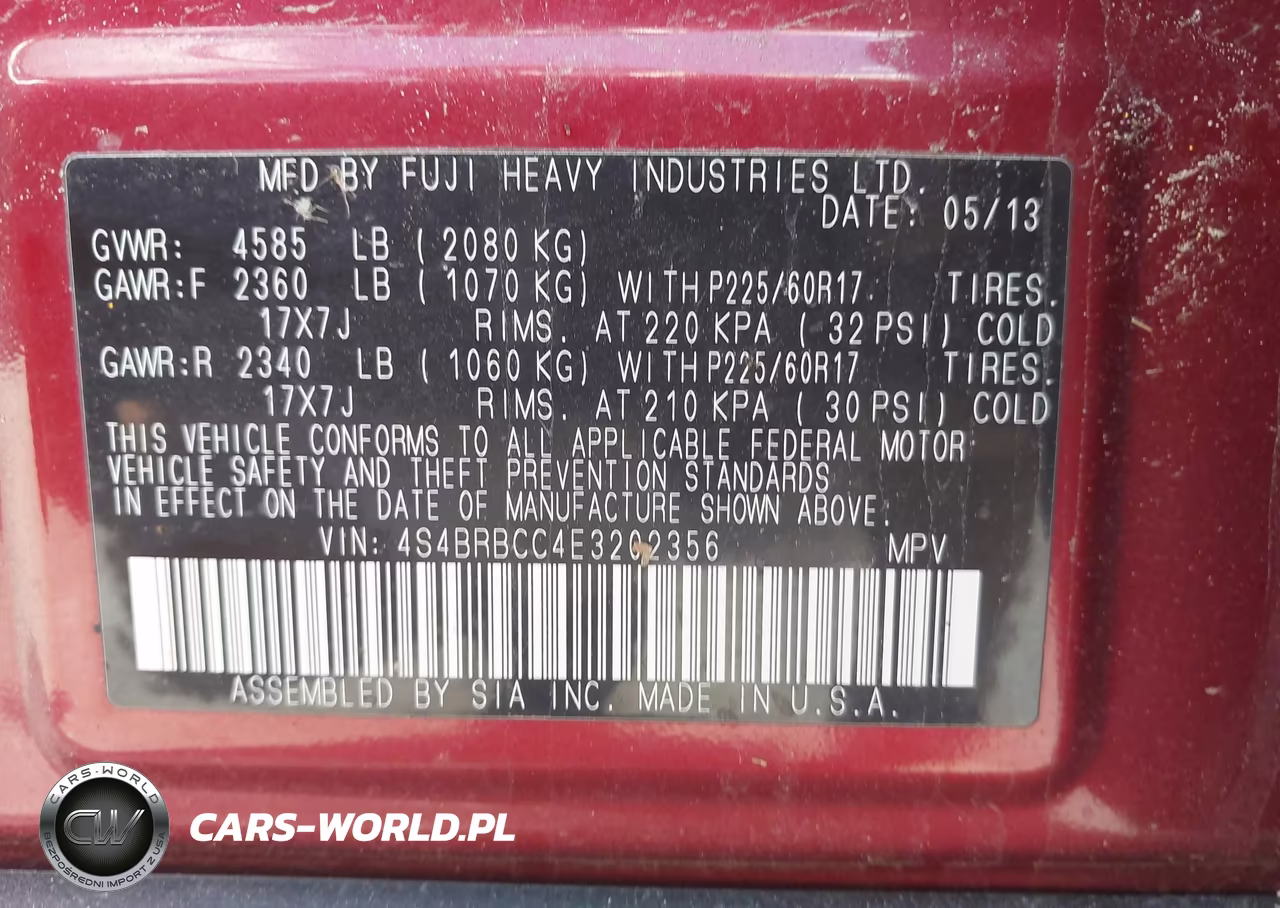 2014 Subaru Outback 2.5I Premium VIN:4S4BRBCC4E3202356 - 9