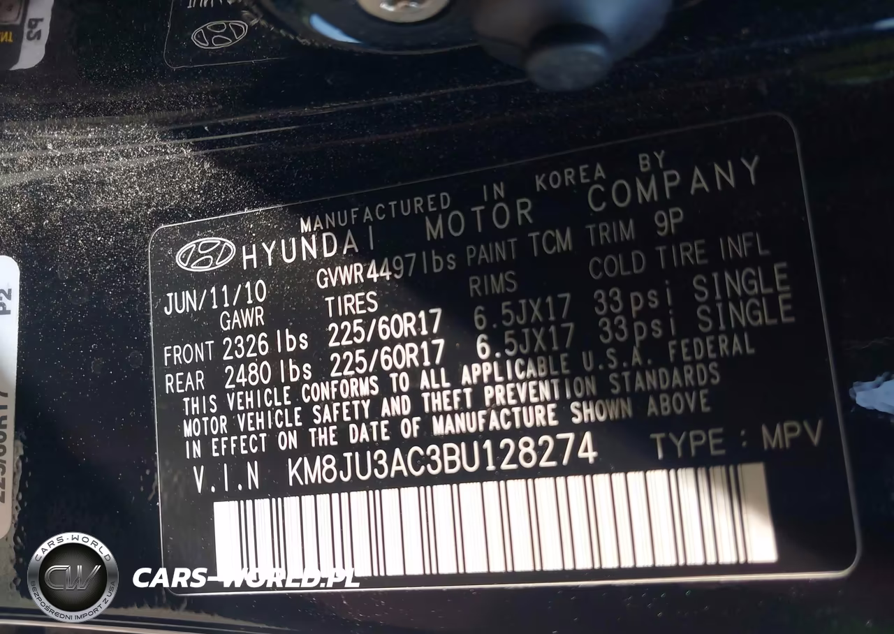 2011 Hyundai Tucson Gls VIN:KM8JU3AC3BU128274 - 9