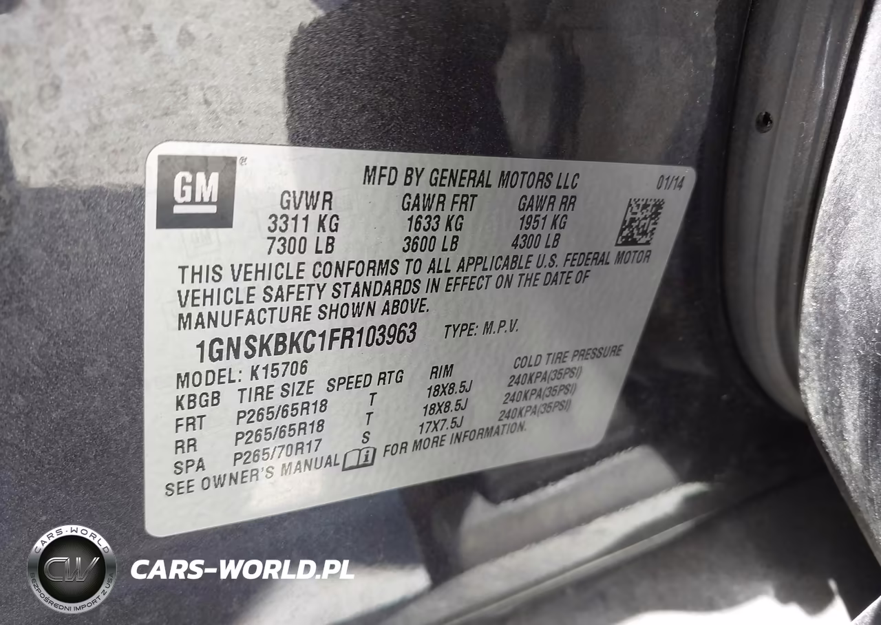 2015 Chevrolet Tahoe Lt VIN:1GNSKBKC1FR103963 - 9
